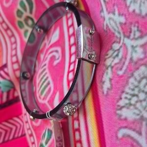 Lia Sophia Gray Lucite and Silver Bangle Bracelet (J11)